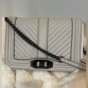 Rebecca Minkoff light gray leather shoulder bag